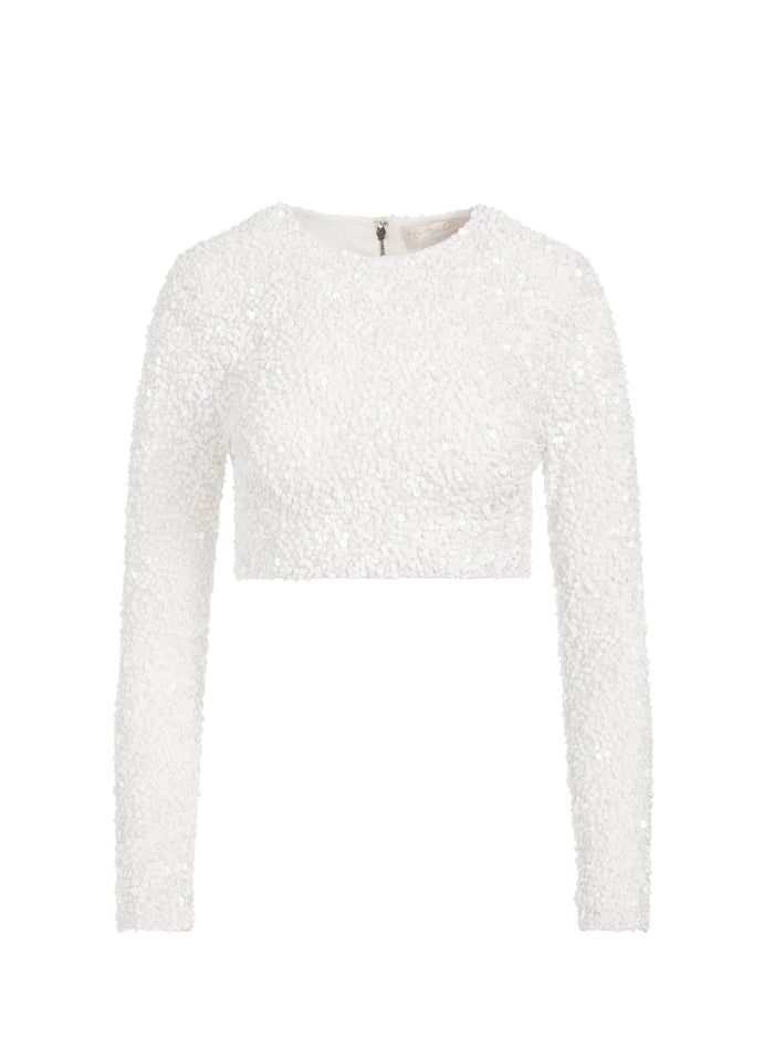 LACEY SEQUIN CROP TOP - OFF WHITE image 5 - Alice And Olivia