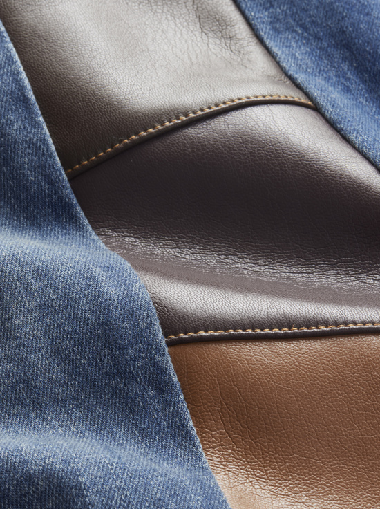 DARBY VINTAGE BLUE/DARK CHOC-SB VEGAN PATCHWORK JEAN