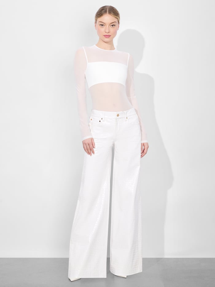 BANDEAU LONG SLEEVE BODYSUIT - OFF WHITE image 4 - Alice And Olivia