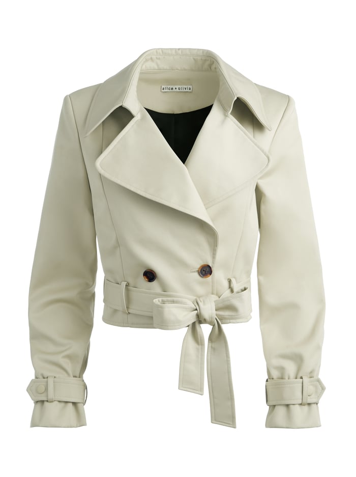 HAYLEY CROPPED TRENCH COAT WITH BELT - LATTE image 5 - Alice And Olivia