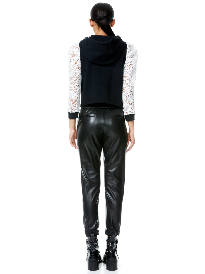 MUFFY PUFF SLEEVE HOODIE - BLACK/WHITE image 1 - ALICE + OLIVIA