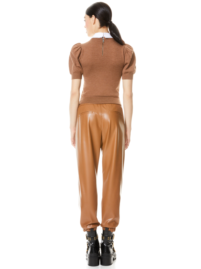 CHASE PUFF SLEEVE SWEATER - CAMEL/WHITE image 1 - Alice And Olivia