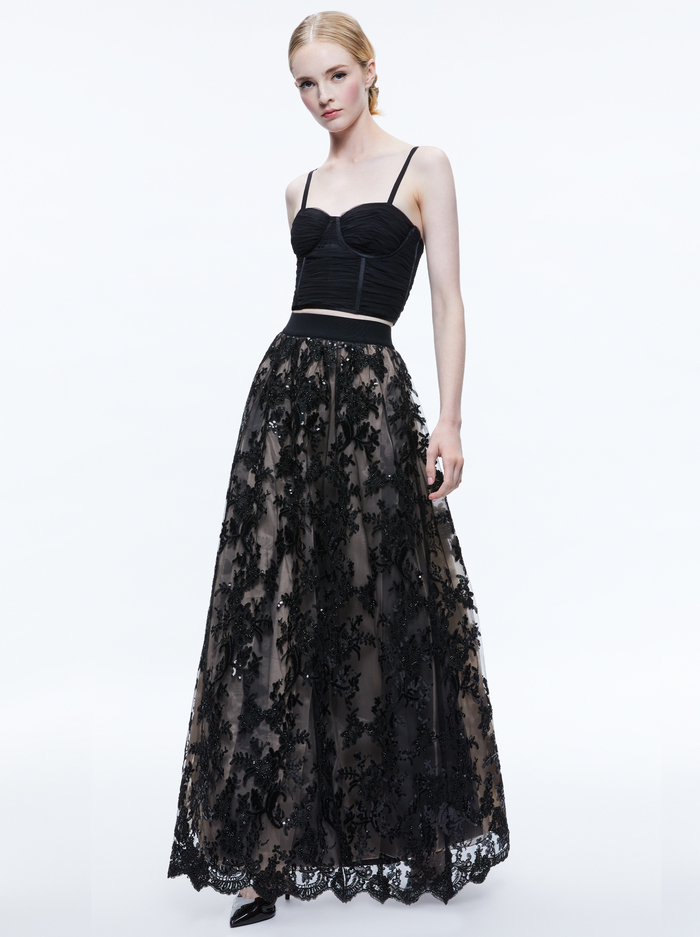 TINA EMBELLISHED GOWN SKIRT - BLACK image 2 - Alice And Olivia