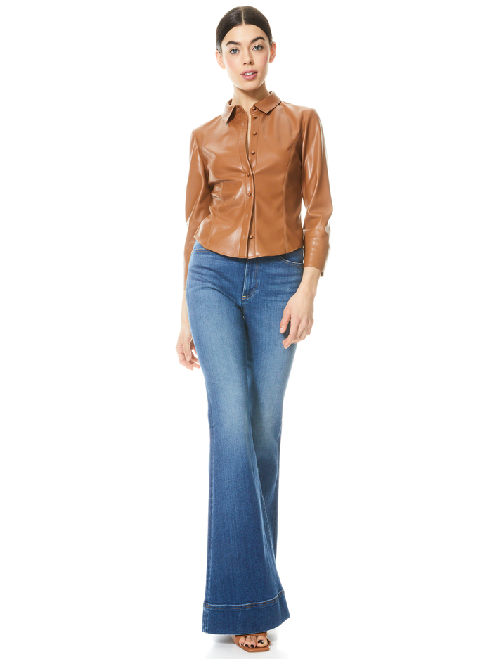 NADINE VEGAN TOP - CAMEL image 4 - ALICE + OLIVIA