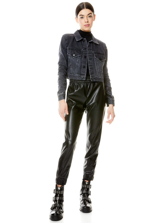 PETE VEGAN LEATHER JOGGER - BLACK image 6 - Alice And Olivia
