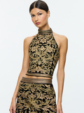GATZ EMBELLISHED TOP - BLACK/GOLD