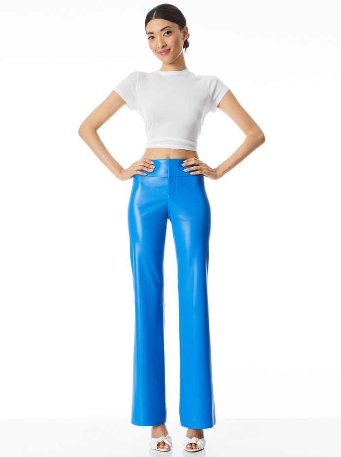 OLIVIA VEGAN LEATHER BOOTCUT PANT - PALACE BLUE image 4 - Alice And Olivia