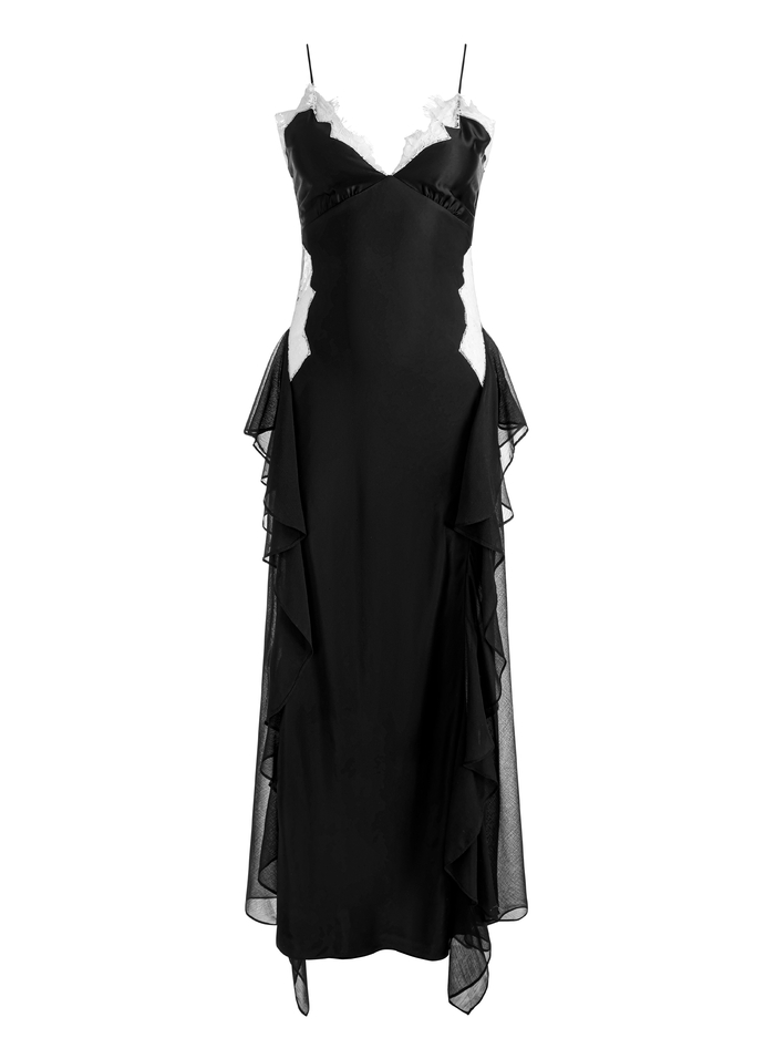 SHELBA RUFFLED GOWN - BLACK/OFF WHITE image 5 - ALICE + OLIVIA