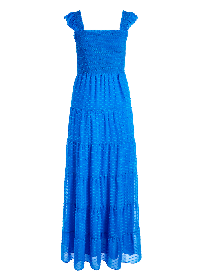 KIZZIE SMOCKED FLUTTER SLEEVE MAXI DRESS - PALACE BLUE image 5 - ALICE + OLIVIA