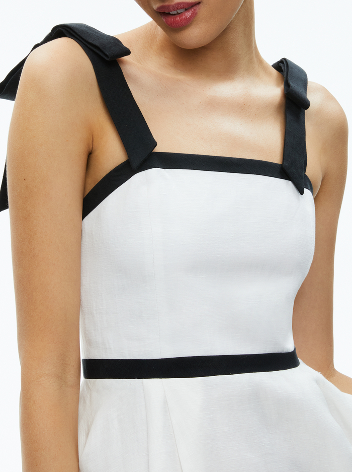 ELOISA TIE SHOULDER MINI DRESS - OFF WHITE/BLACK image 1 - Alice And Olivia