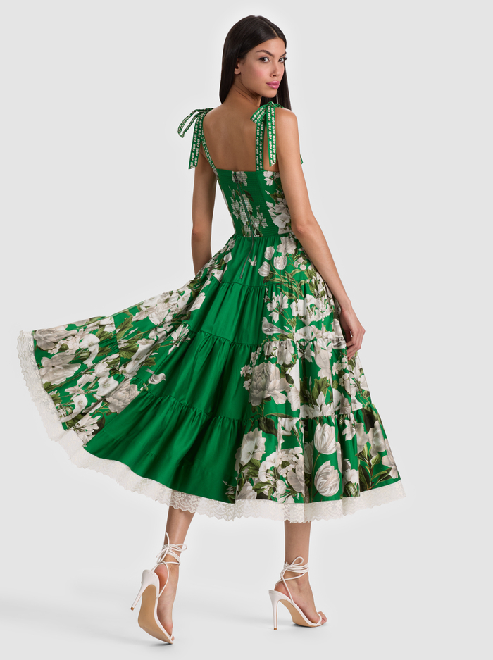 ROSALEE BUSTIER MIDI DRESS - AMERICAN BEAUTY GREEN APPLE image 2 - ALICE + OLIVIA