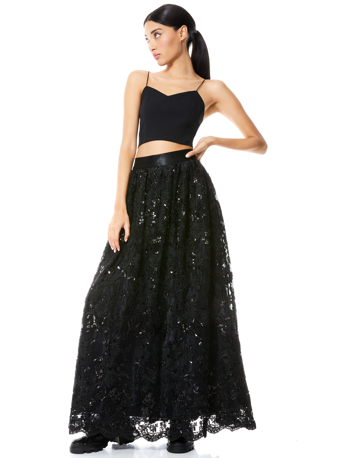TINA LONG BALL GOWN SKIRT - BLACK image 4 - Alice And Olivia