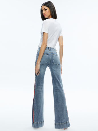 SADIE LT VINT BLUE/BRT RUBY-REY SIDE ZIPPER WIDE LEG JEAN