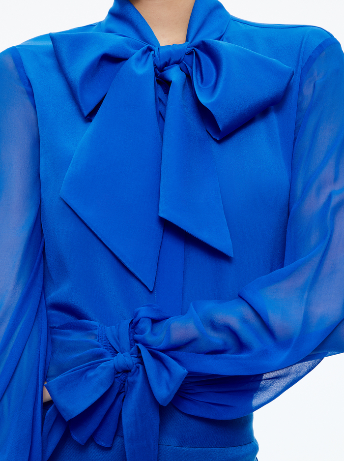 LLOYD TIE NECK TOP - SAPPHIRE image 3 - Alice And Olivia