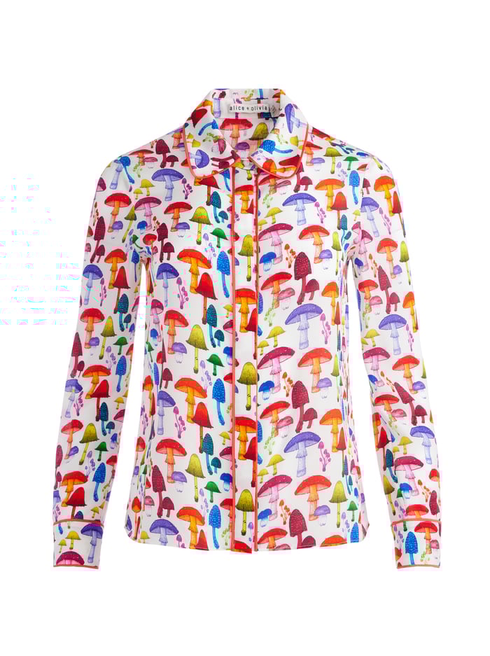 WILLA PIPED PLACKET TOP - MAGIC MUSHROOM image 5 - Alice And Olivia