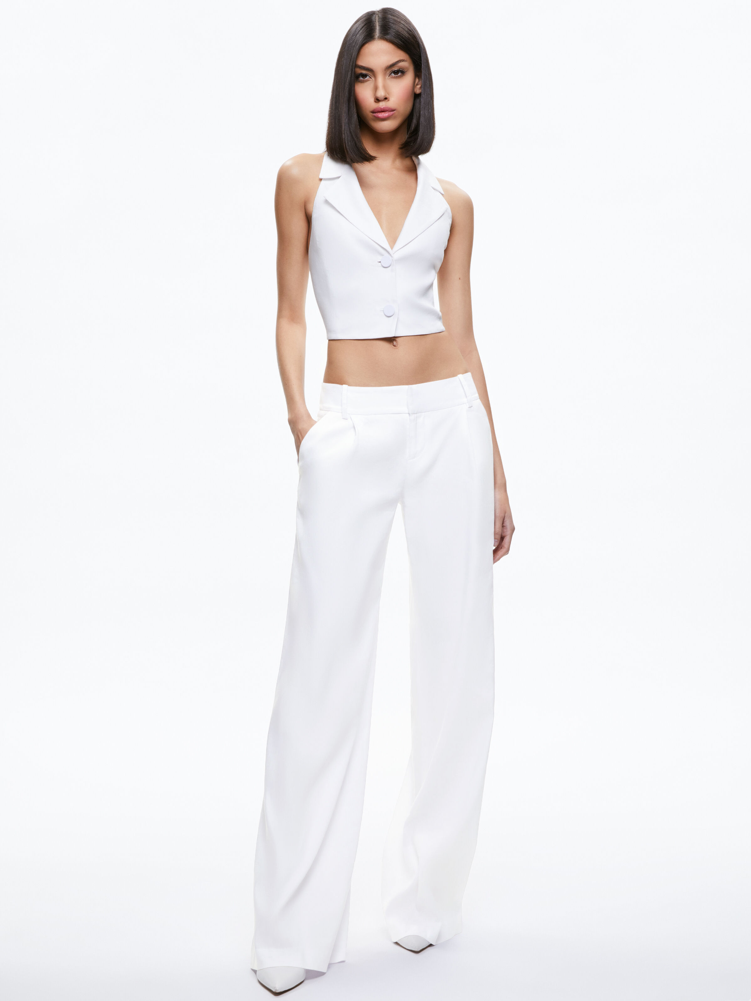MERI CROPPED HALTER BLAZER TOP ERIC LOW RISE LINEN