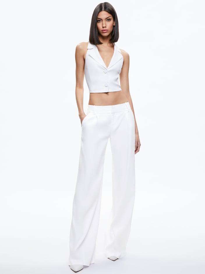 MERI CROPPED HALTER BLAZER TOP + ERIC LOW RISE LINEN TROUSER - 