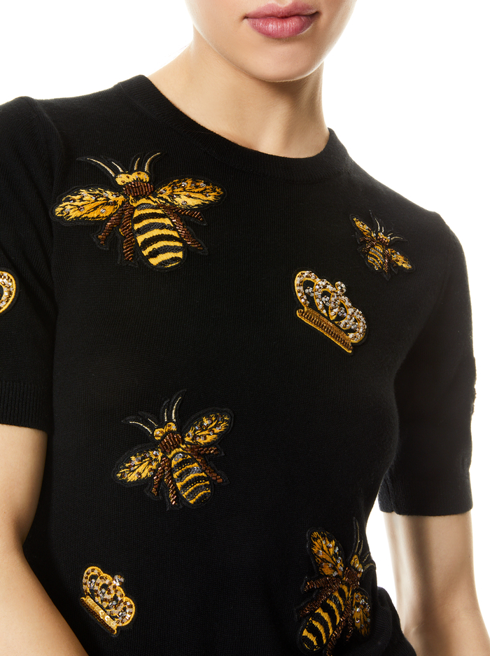 CIARA BEE EMBELLISHED PULLOVER - BLACK/MULTI image 3 - Alice And Olivia