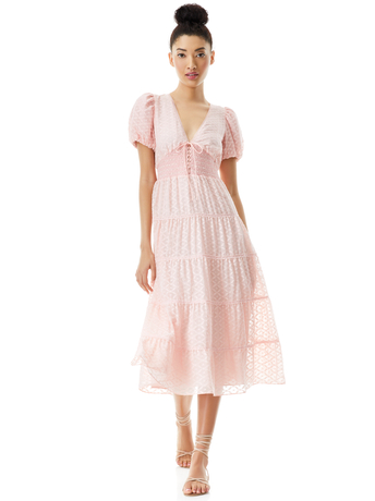 ENGLISH ROSE-TIA PUFF SLEEVE MIDI DRESS-