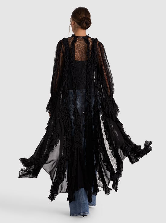 BLACK-CHER RUFFLE MAXI ROBE