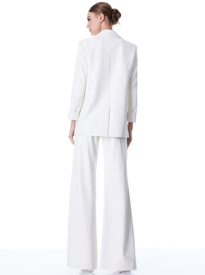 JUSTIN VEGAN LEATHER DOUBLE BREASTED BLAZER - ECRU image 1 - Alice And Olivia