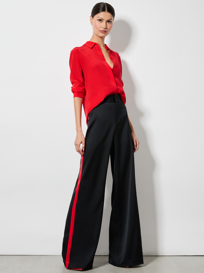 WILLA SILK BLOUSE - BRIGHT RUBY image 4 - Alice And Olivia