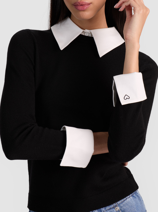 BLACK-PORLA COLLARED SWEATER