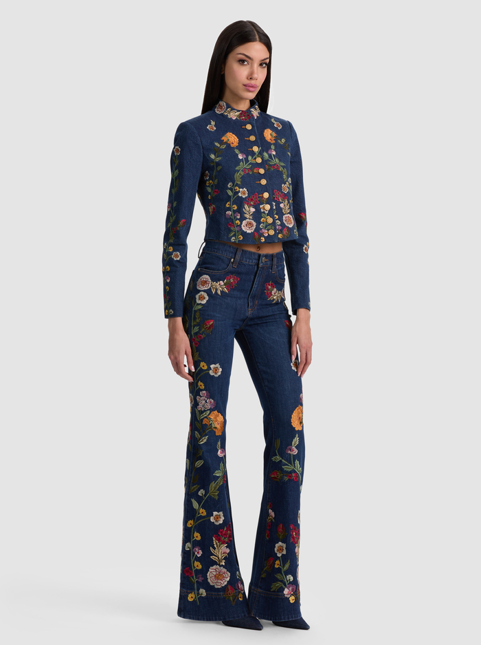 EMERSON DENIM MILITARY JACKET - CATHERINE DARK MULTI image 5 - ALICE + OLIVIA