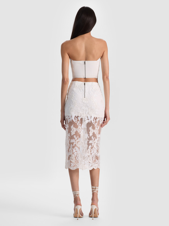 OFF WHITE-CERESI EMBELLISHED LACE BANDEAU TOP