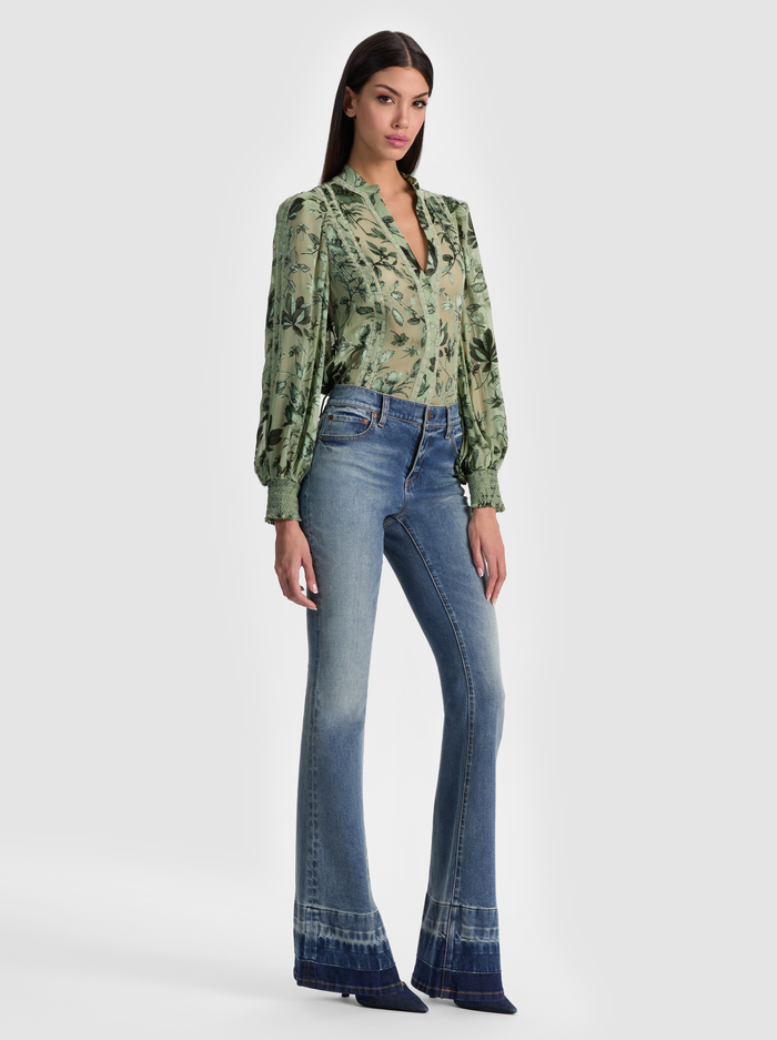 ARLETTE BLOUSE - MYSTIC GARDEN SAGE image 4 - ALICE + OLIVIA