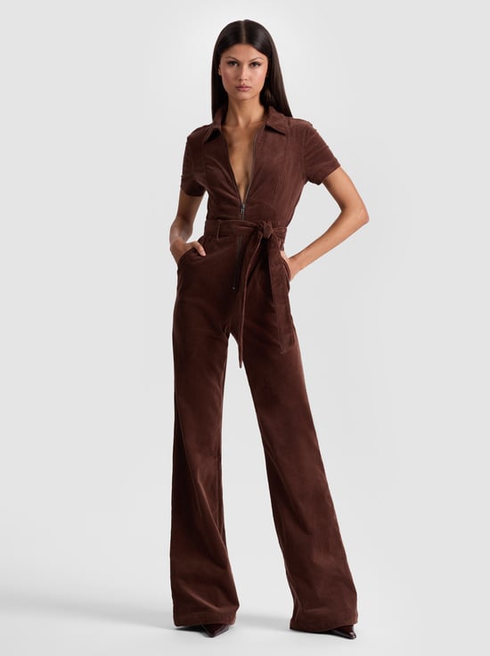 DARK CHOCOLATE-GORGEOUS CORDUROY JUMPSUIT
