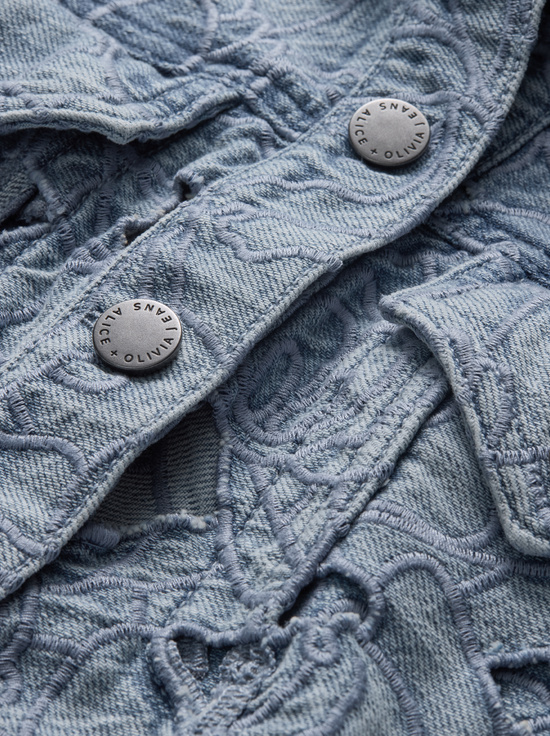 ROCKSTAR BLUE-CHLOE LASER-CUT DENIM JACKET