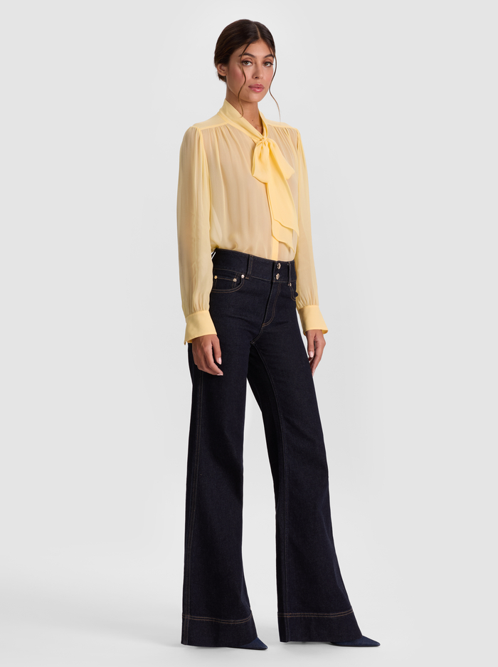 THAYER TIE NECK BLOUSE - BUTTER image 4 - Alice And Olivia