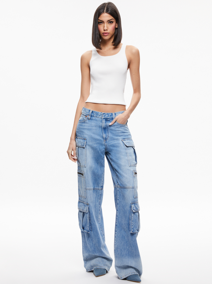 AMBERLY SCOOP NECK RIBBED TANK - SOFT WHITE image 2 - ALICE + OLIVIA