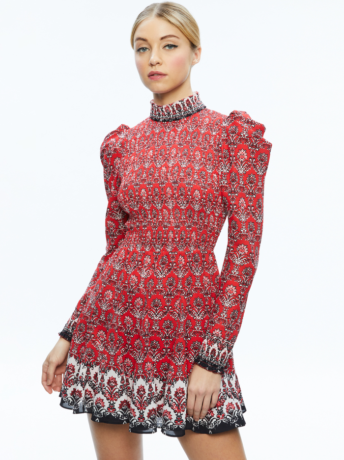 ELVIRA SMOCKED BODICE MINI DRESS - ALLURE MEDALLION image 2 - Alice And Olivia