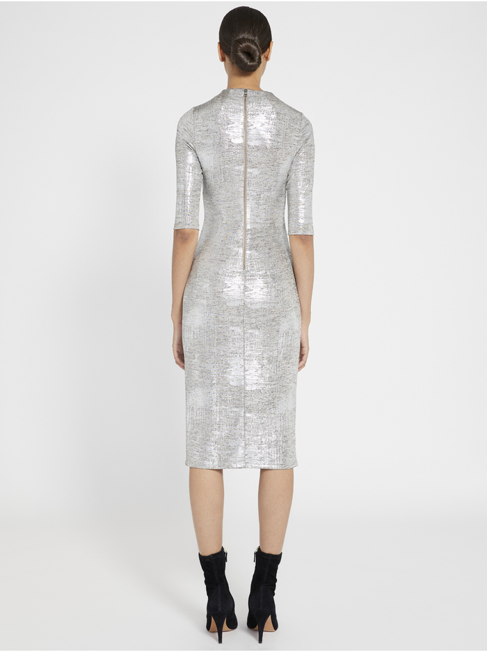 DELORA METALLIC FITTED MIDI DRESS - SILVER image 3 - Alice And Olivia