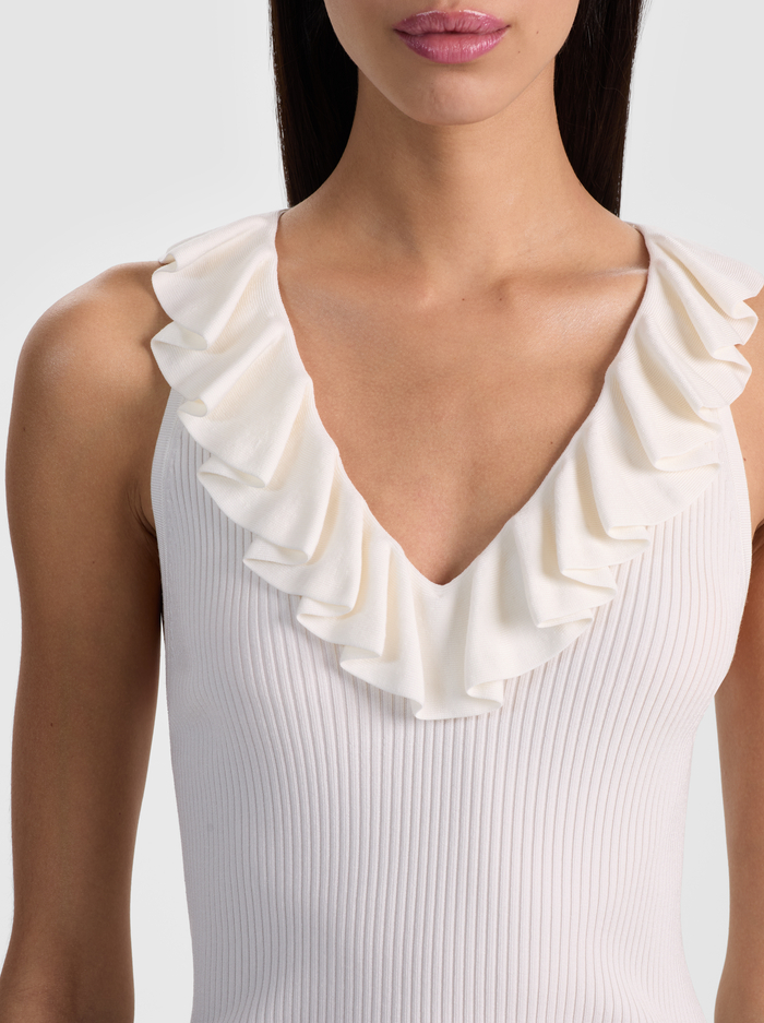 MARNIE RUFFLE TANK - SOFT WHITE image 4 - ALICE + OLIVIA