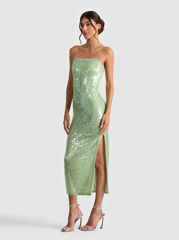 FIFI SEQUIN MIDI DRESS - GREEN TEA image 5 - Alice And Olivia