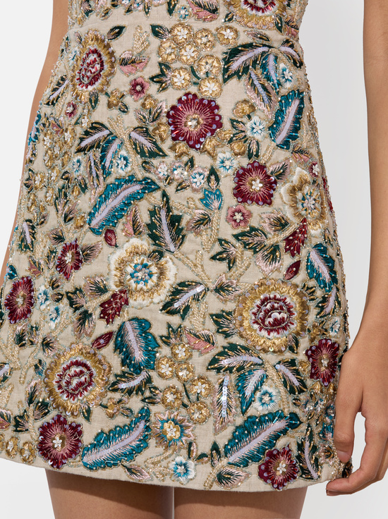 BISCOTTI/MULTI-VELIA EMBELLISHED MINI GOWN