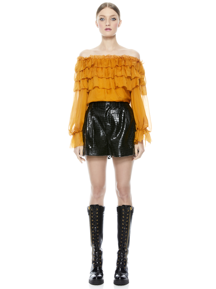 ERSA OFF THE SHOULDER TOP - AUTUMN GOLD image 4 - Alice And Olivia