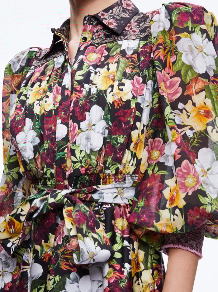 TIFFIE PUFF SLEEVE MINI DRESS - JUNIPER FLORAL BLACK image 3 - Alice And Olivia