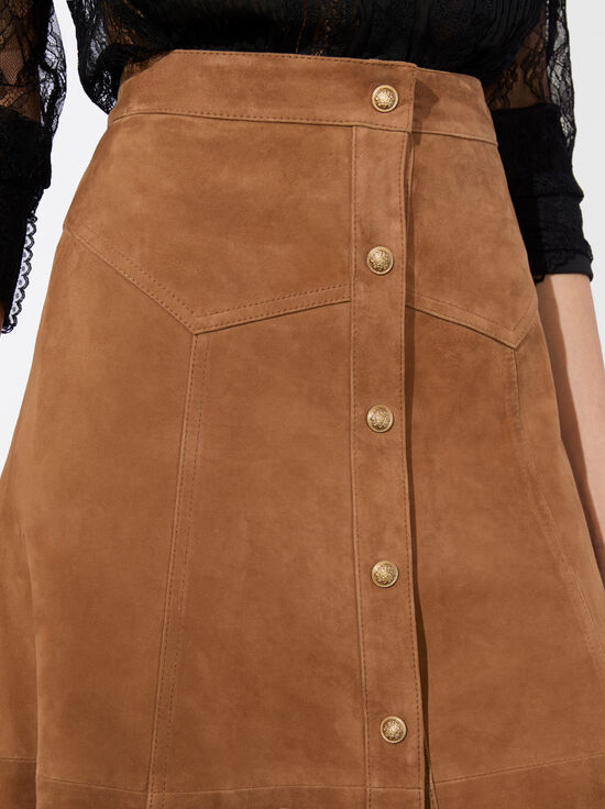 CAMEL-CALICA SUEDE MIDI SKIRT