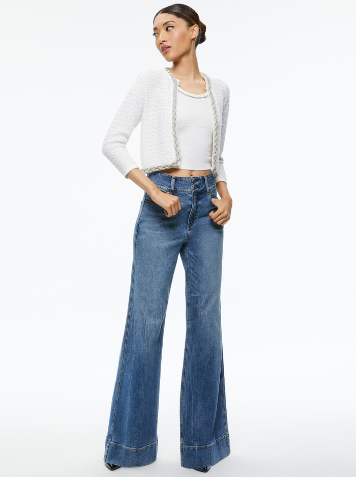 AKIRA EMBELLISHED CARDIGAN - SOFT WHITE image 4 - Alice And Olivia