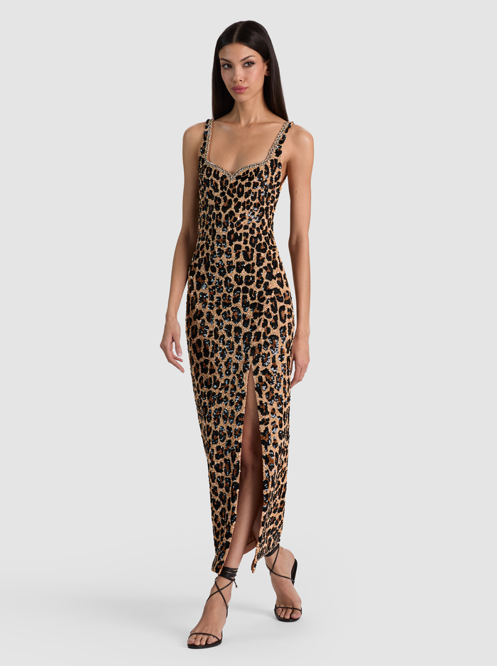 EVE EMBELLISHED MIDI GOWN - SPOTTED LEOPARD image 3 - ALICE + OLIVIA