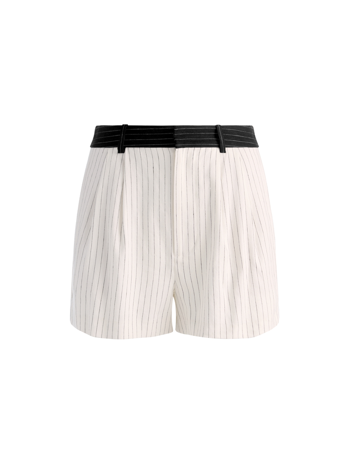 CONRY LINEN COMBO SHORT - OFF WHITE/BLACK PINSTRIPE image 6 - ALICE + OLIVIA