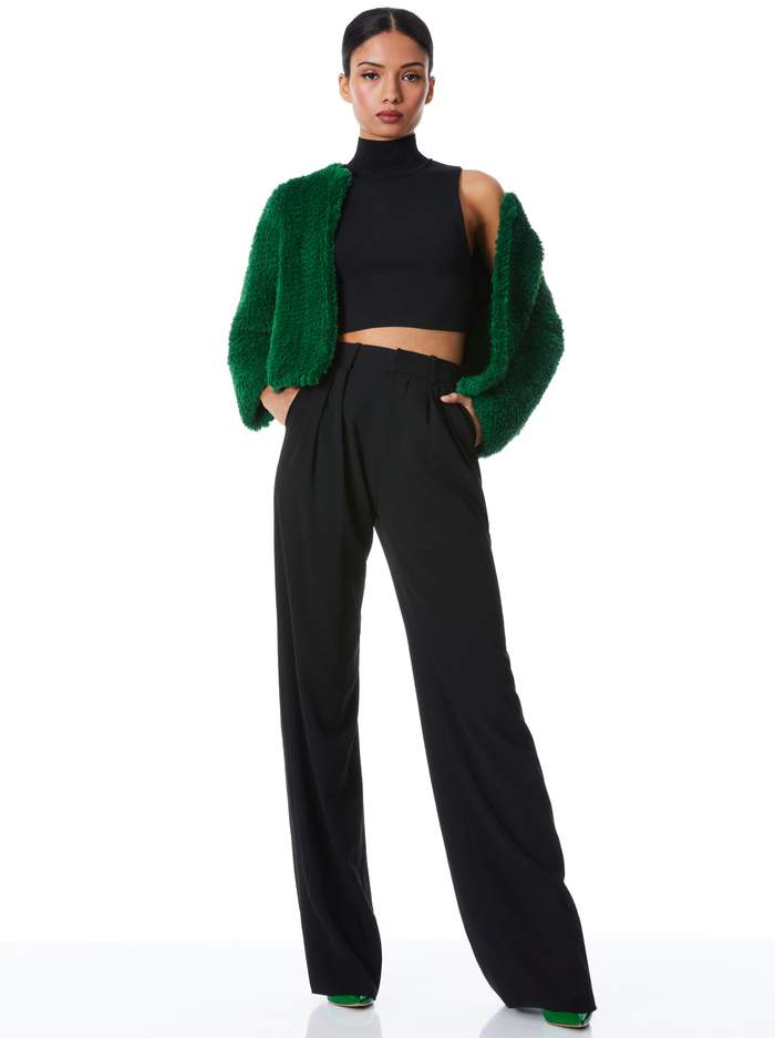 FAWN FAUX FUR JACKET - DEEP EMERALD image 2 - ALICE + OLIVIA