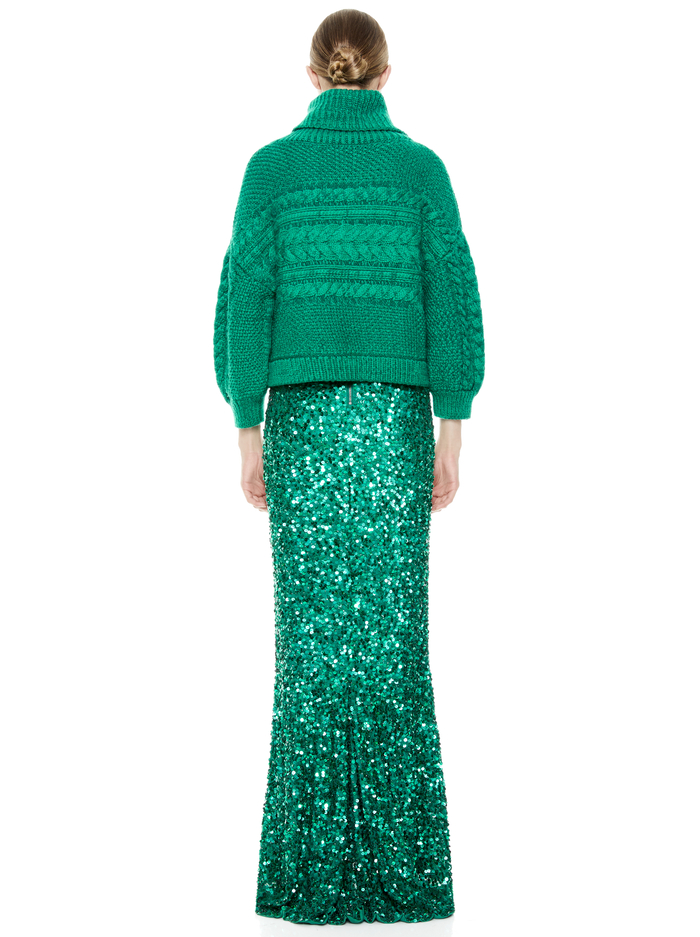 FRANCINE CABLEKNIT TURTLENECK - DARK TEAL image 1 - ALICE + OLIVIA