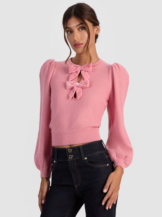ROSE TEA-DORIS POINTELLE PULLOVER
