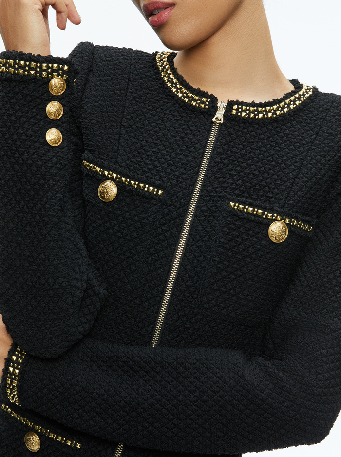 SHILOH GOLD ZIPPER ROMPER - BLACK image 3 - Alice And Olivia