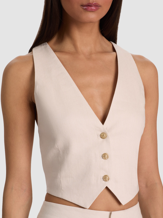 OATMEAL-DONNA LINEN VEST